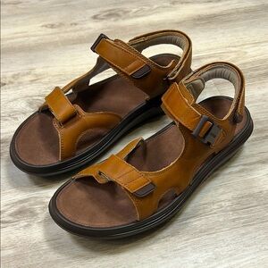 Kybun KyBoot Pado Leather Sandals – Swiss Made Cognac Brown Comfort Velcro Sz 12